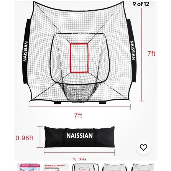 Baseball Batting Cage NET ONLY Adjustable Strike Zone for Kids Practice, 7X7 - Picture 8 of 9